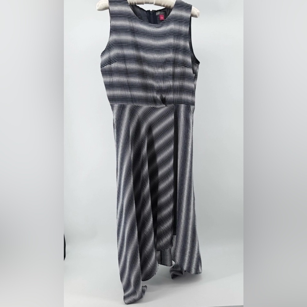 Vince Camuto Black & White Striped Assymmetrical A line Dress Size 8